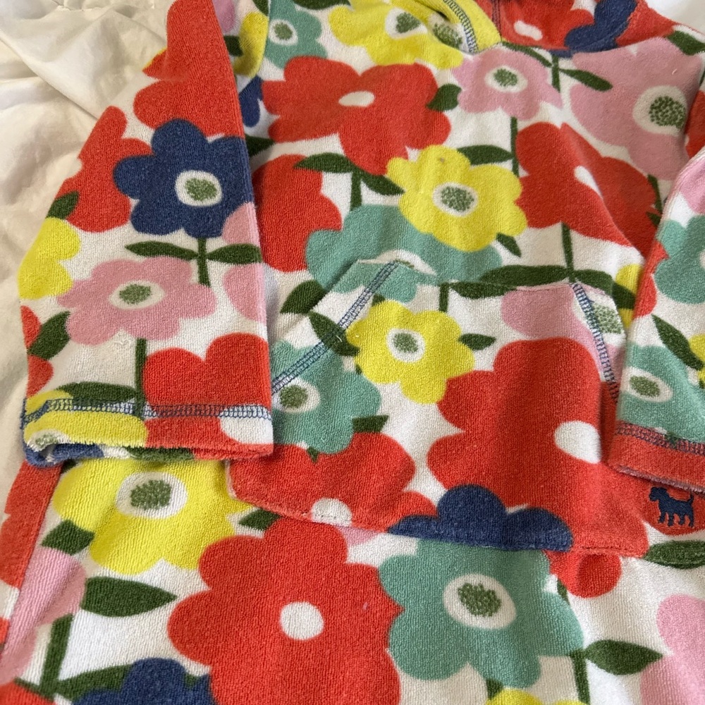 Boden Striped and Dotted Fleece Hoodie